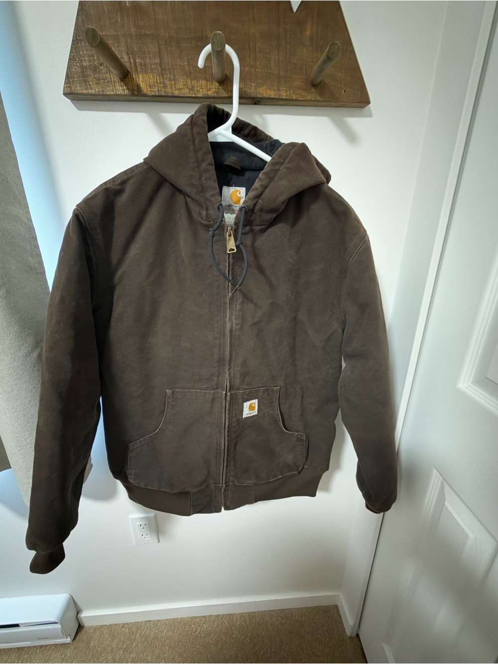 Womenβs Carhartt Dark Brown Hooded Zip Jacket - Medium